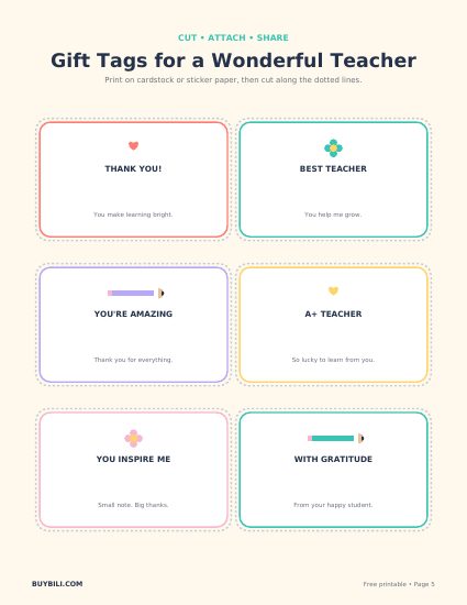 Page 5: Teacher gift tags