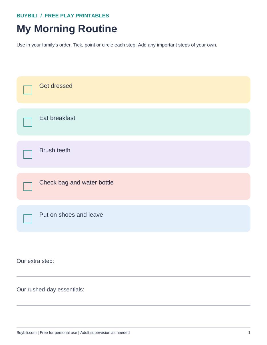 First-page preview of Get Your Free Morning and After-School Charts.