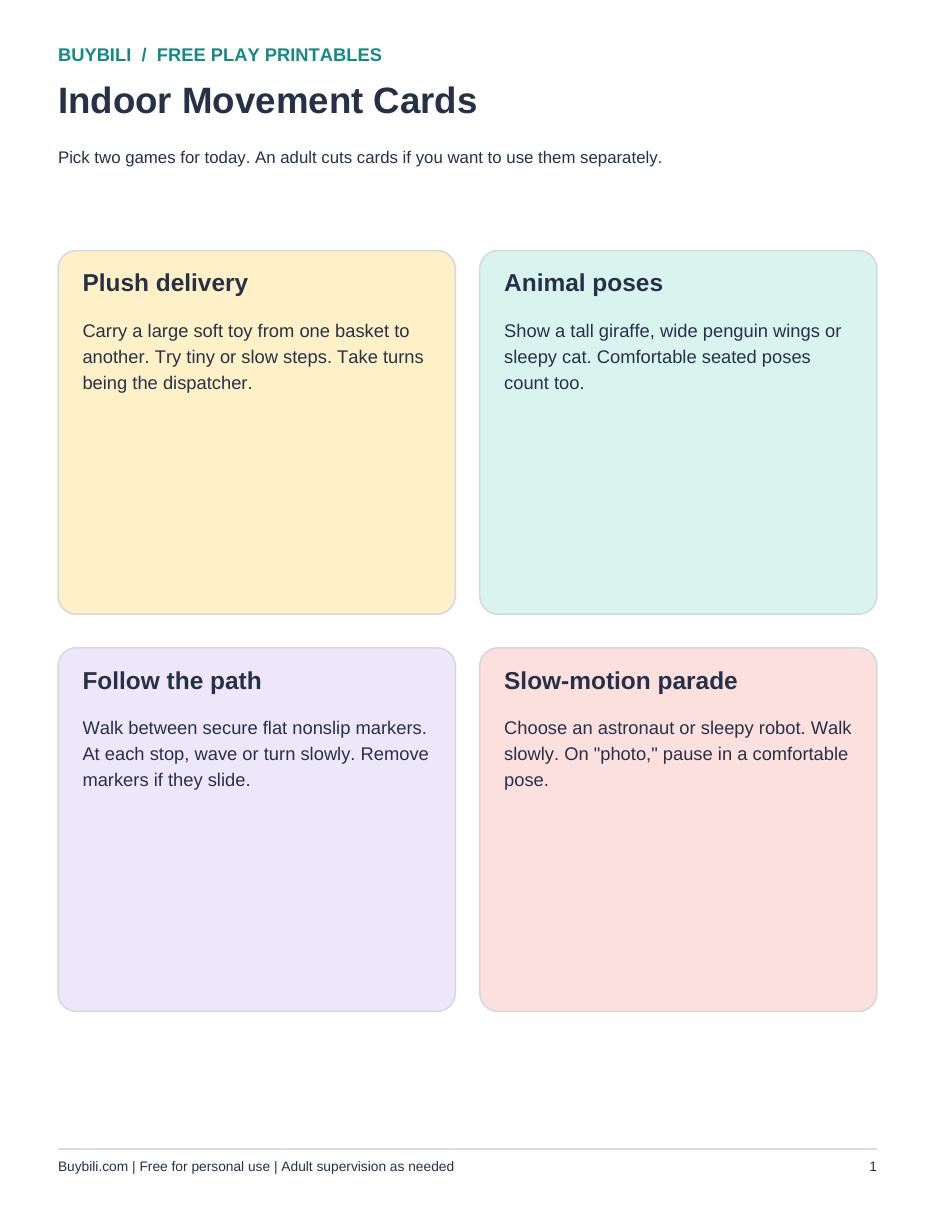 First-page preview of Get Your Free Indoor Movement Cards.